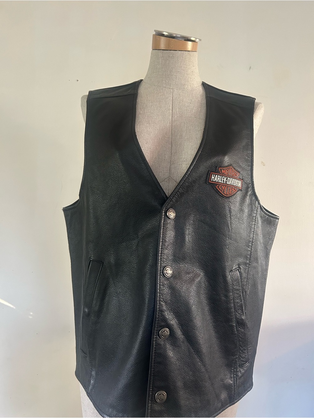 Harley-Davidson Black Leather Rider Vest with Patch